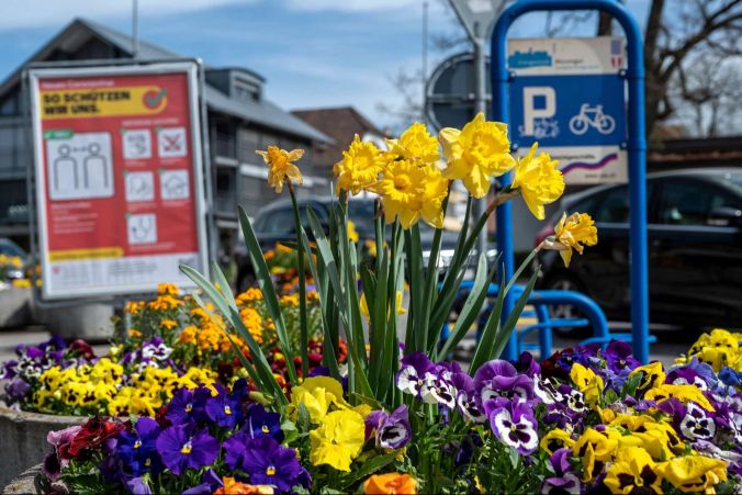 Trotzt Blumenschmuck ist die Corona-Pandemie allgegenwärtig.