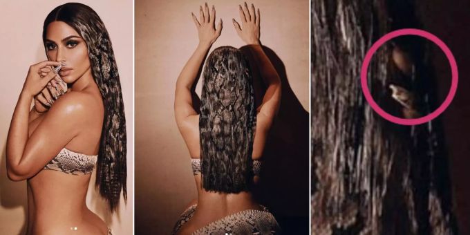 Photoshop-Panne - Kim Kardashian West vergisst Hand in den Haaren