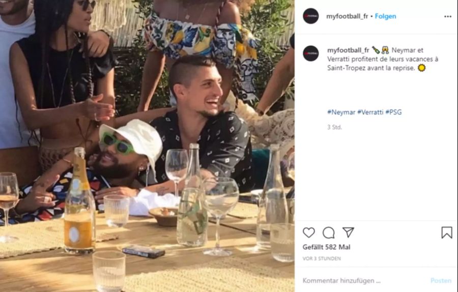 Neymar und Verratti bei einer Party in Saint-Tropez.