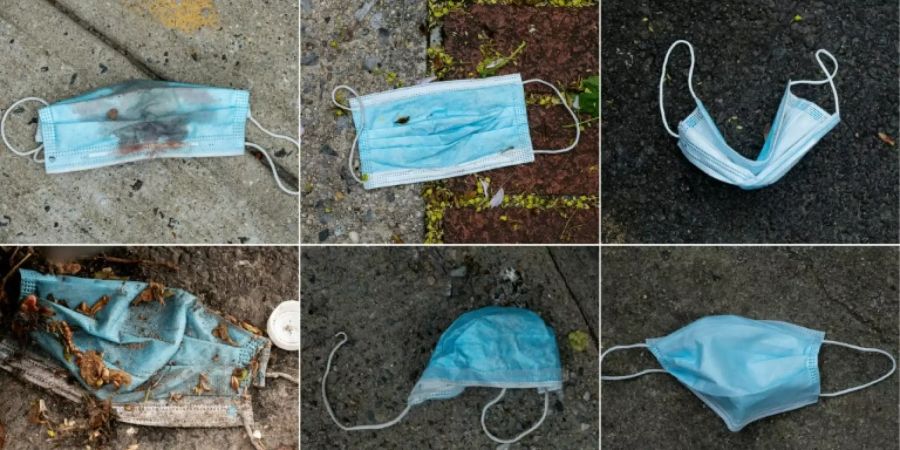 Weggeworfene Masken (Symbolbild)