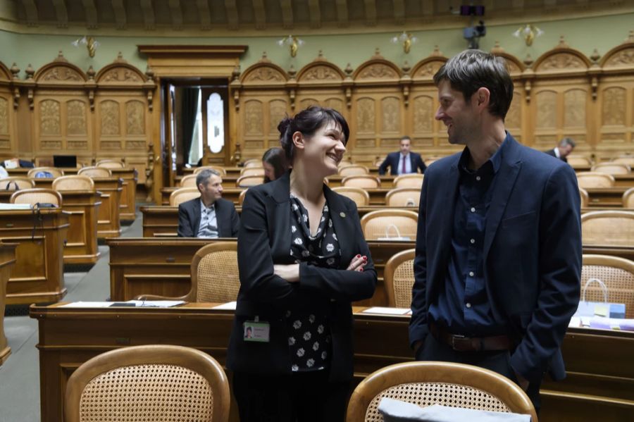 Die beiden grünen, landwirtschaftsnahen Nationalratsmitglieder aus Bern: Christine Badertscher, Agronomin, und Kilian Baumann, Bio-Landwirt.