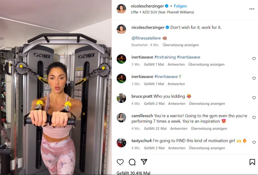 Nicole Scherzinger zeigt ihren Followern ihr knallhartes Training.