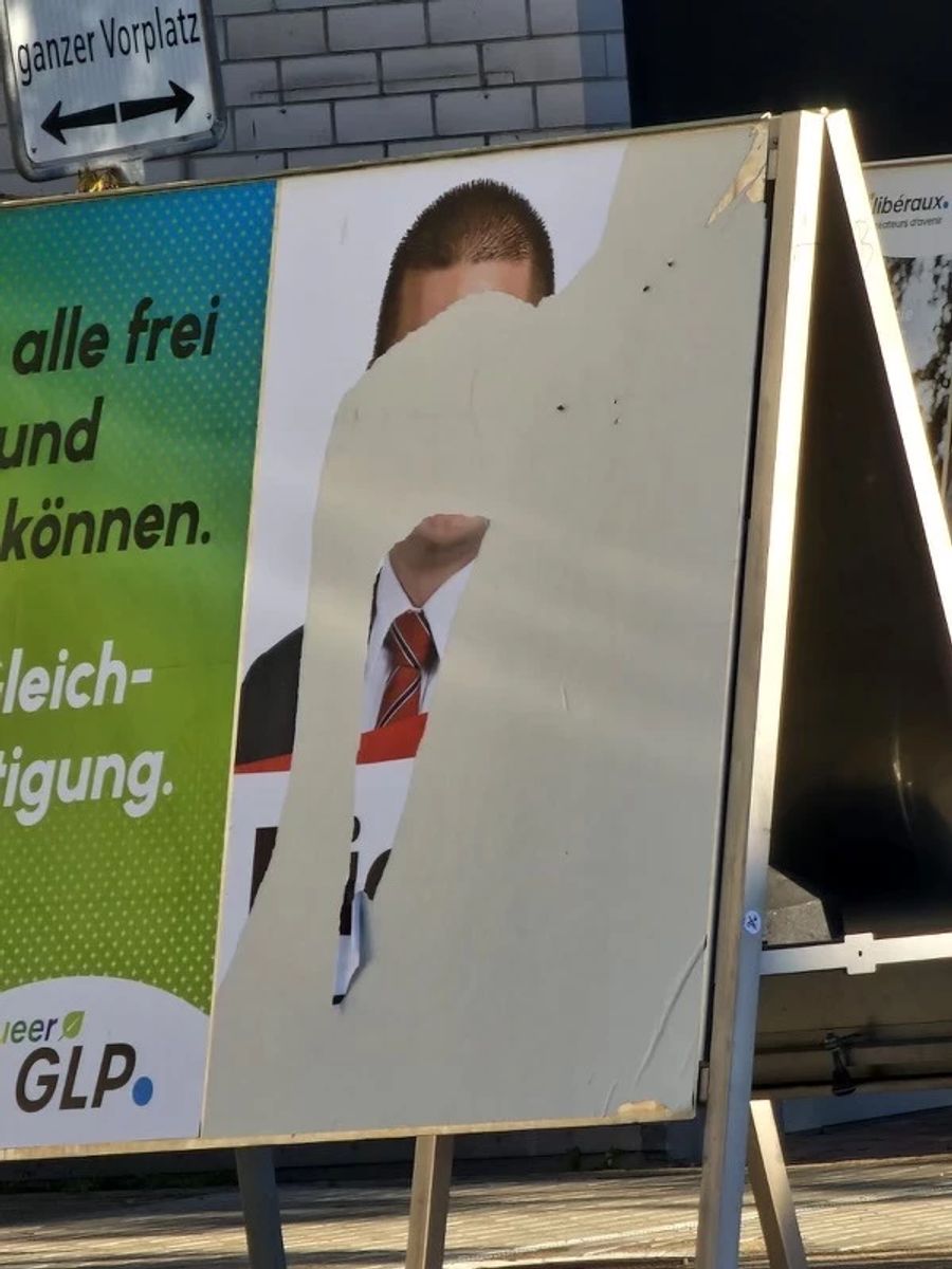 Politik ist öffentlich – auch am Strassenrand – weshalb das Zerstören von Wahlplakaten besonders absurd wirkt.