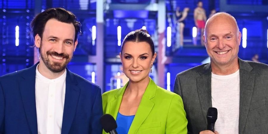 Das «RTL Turmspringen» wird das «Ninja Warrior»-Trio Jan Köppen, Laura Wontorra und Frank Buschmann (v.l.) moderieren.