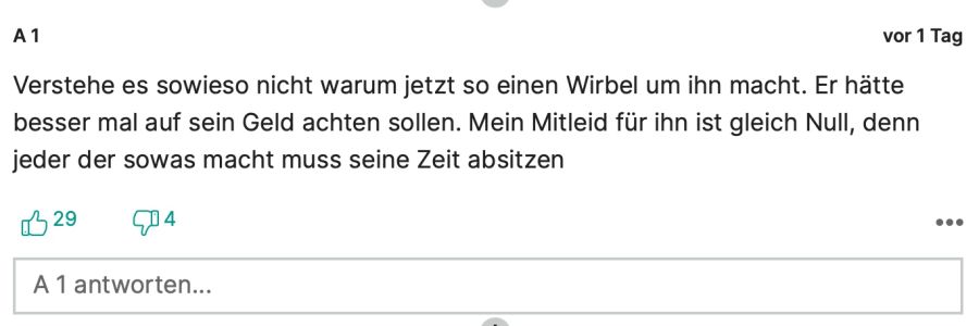 «A 1» hat kein Mitleid mit Boris Becker.