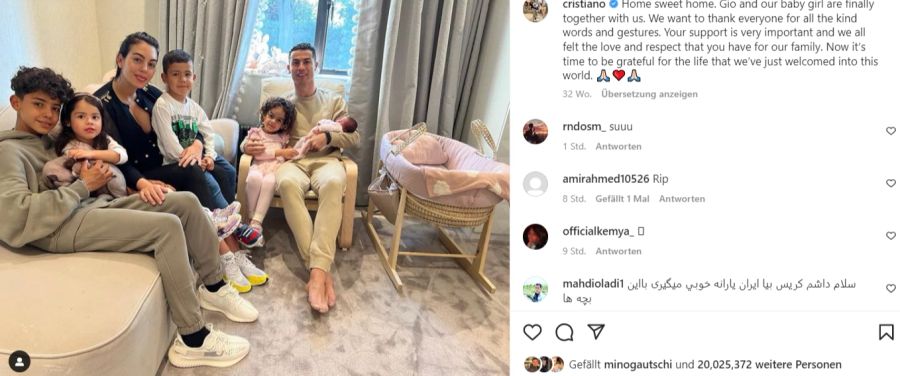 Cristiano Ronaldo mit Georgina und den Kindern.