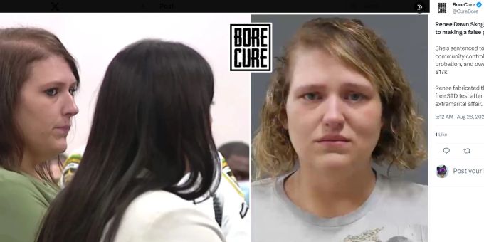 Renee Dawn Skoglund wurde wegen der Vortäuschung einer Vergewaltigung zu zwei Jahren Hausarrest verurteilt.
