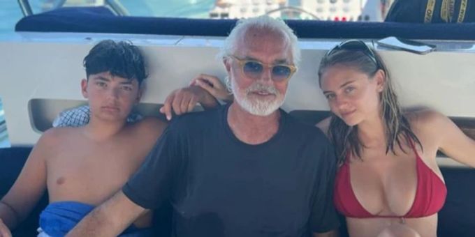 Seltenheit - Hier posiert Leni Klum mit Papa Flavio Briatore