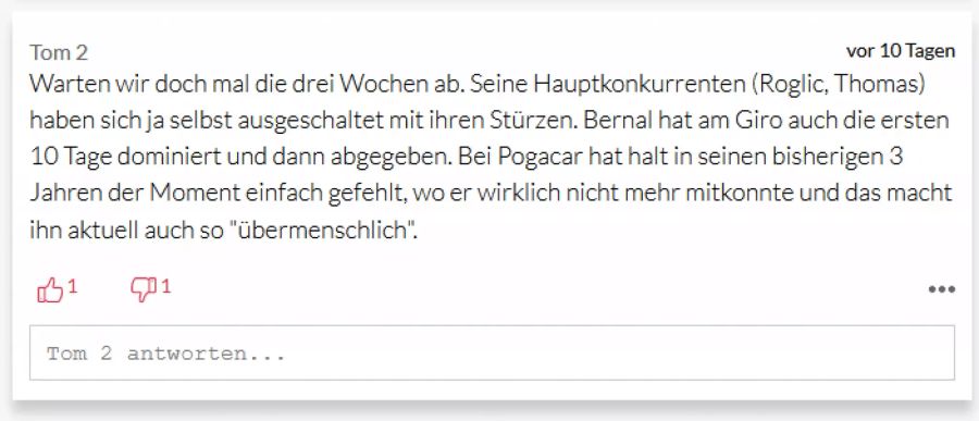 Diser User glaubt, dass die Konkurrenz mitschuldig ist an der Dominanz des Slowenen.