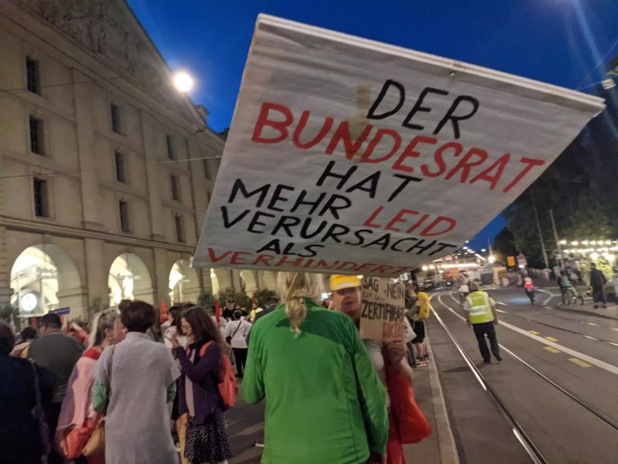 Viele der Teilnehmer trugen Schilder und Plakate.