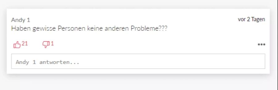 Andere wiederum scheint das Thema so wenig zu interessieren, dass sie sogar einen Kommentar schreiben.