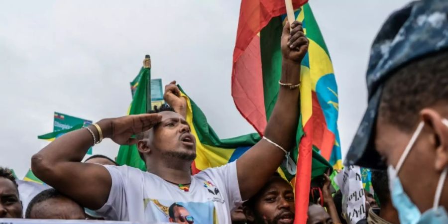 In Addis Abeba demonstrieren Zehntausende für die Armee