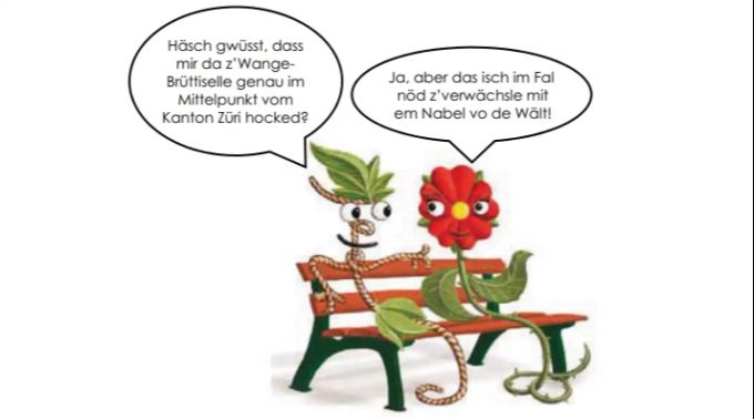 Was Hänfli nicht lernt, lernt Hanf nimmermehr: eine Gewinner-Einsendung aus dem Wettbewerb «Dialoge Hänfli und Rösli». Hänfli Maskottchen Wangen Hanf