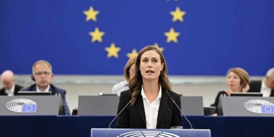 Die finnische Regierungschefin Sanna Marin im Europaparlament