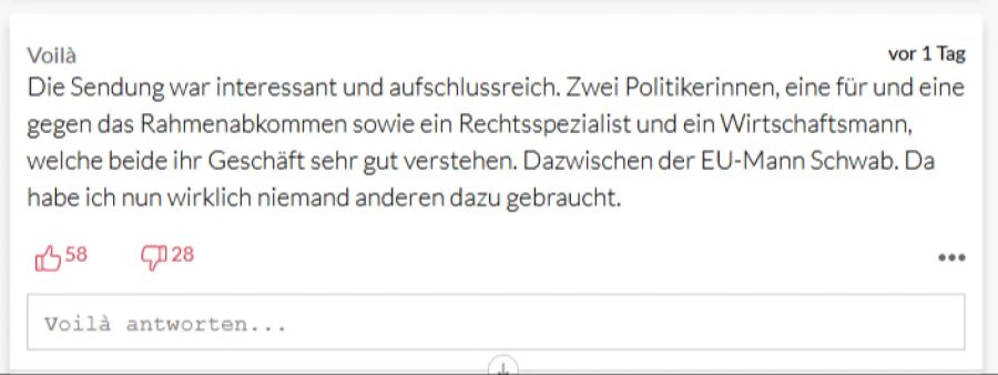 Es habe niemand anderen mehr gebraucht für eine gute Sendung, findet ein anderer.