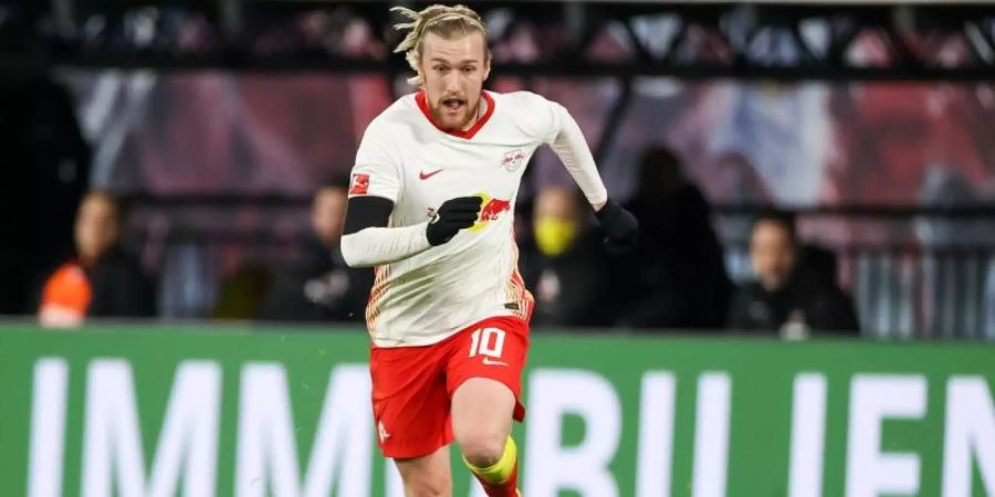 Glaubt noch immer an den Titel mit RB Leipzig: Emil Forsberg. Foto: Jan Woitas/dpa-Zentralbild/dpa