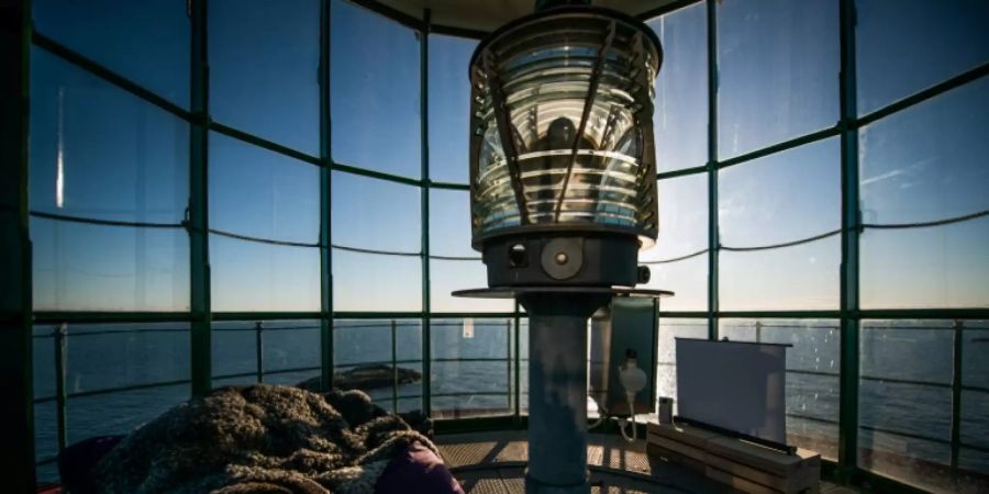 Die Leinwand im Leuchtturm auf Hamneskär