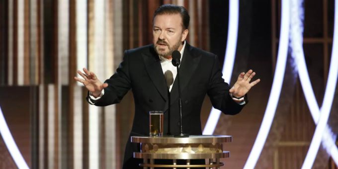 Ricky Gervais bei den Golden Globes Anfang 2020. Ricky Gervais