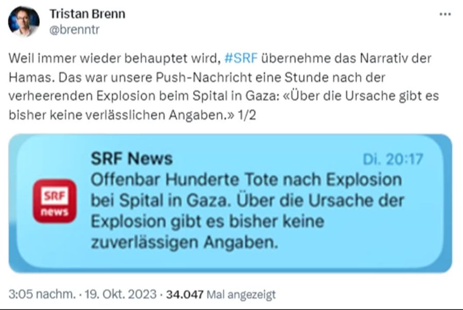 Chefredaktor Tristan Brenn wehrt sich auf der Plattform X gegen die Anschuldigungen.