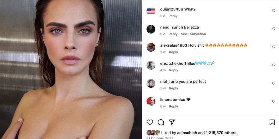 Screenshot Post von Model Cara Delevingne.