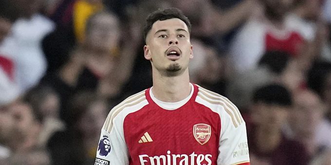 Arsenal's Gabriel Martinelli nach seinem Tor gegen Manchester City. Gabriel Martinelli Arsenal.