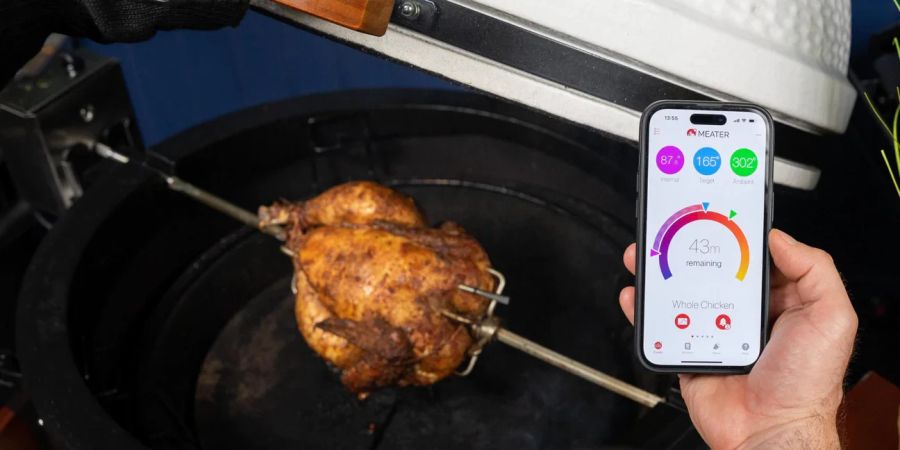 Grill Hähnchenbraten Smartphone App Thermometer