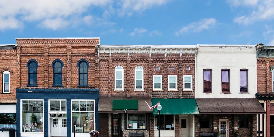 kleinstadt, usa, blauer himmel