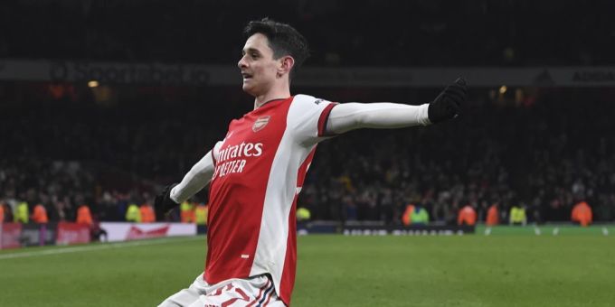 Arsenals Patino freut sich über seinen Treffer. fc arsenal