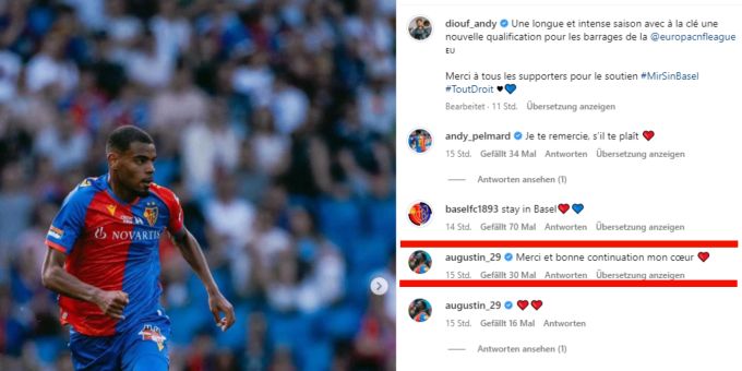 Jean-Kévin Augustin sorgt mit seinem Kommentar unter den Post von Andy Diouf für Wirbel. fcb