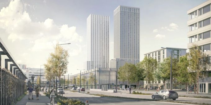Die Wohntürme des geplanten Zürcher Stadions könnten von einem Bebauungsverbot betroffen sein. Wohntürme Zürich Stadion