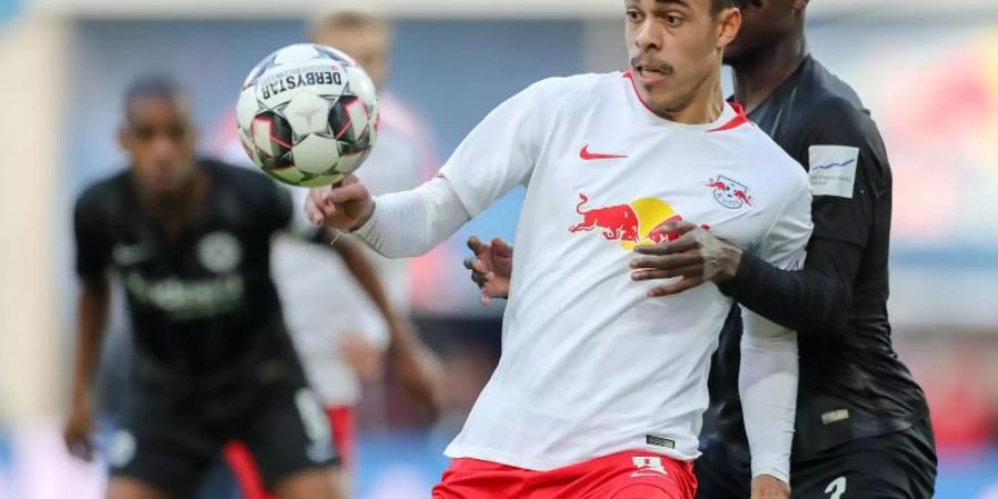 RB Leipzig kann sich gut vorstellen, mit Yussuf Poulsen (v) zu verlängern. Foto: Jan Woitas