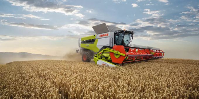 Ein Mähdrescher des Landmaschinenkonzerns Claas. Claas