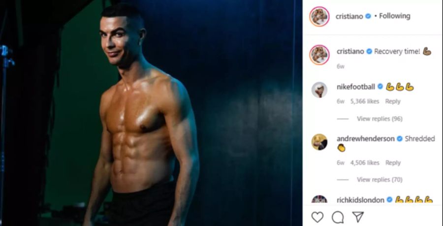 So sieht «Erholungszeit» bei Cristiano Ronaldo aus.