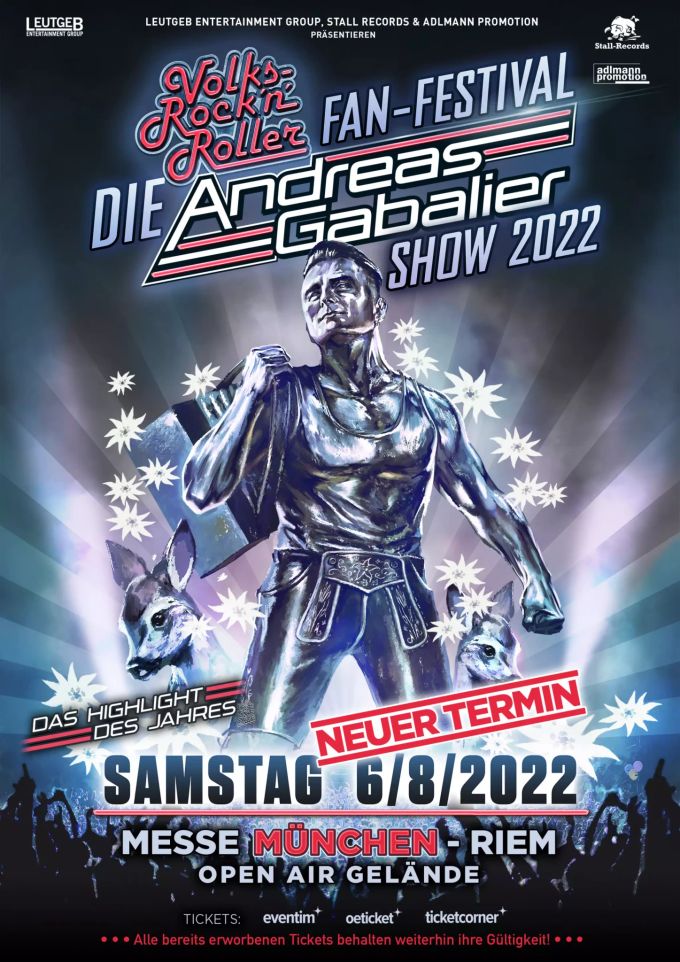 Das «Volks-Rock'n'Roller Fan-Festival» von Andreas Gabalier wird verschoben. andreas gabalier
