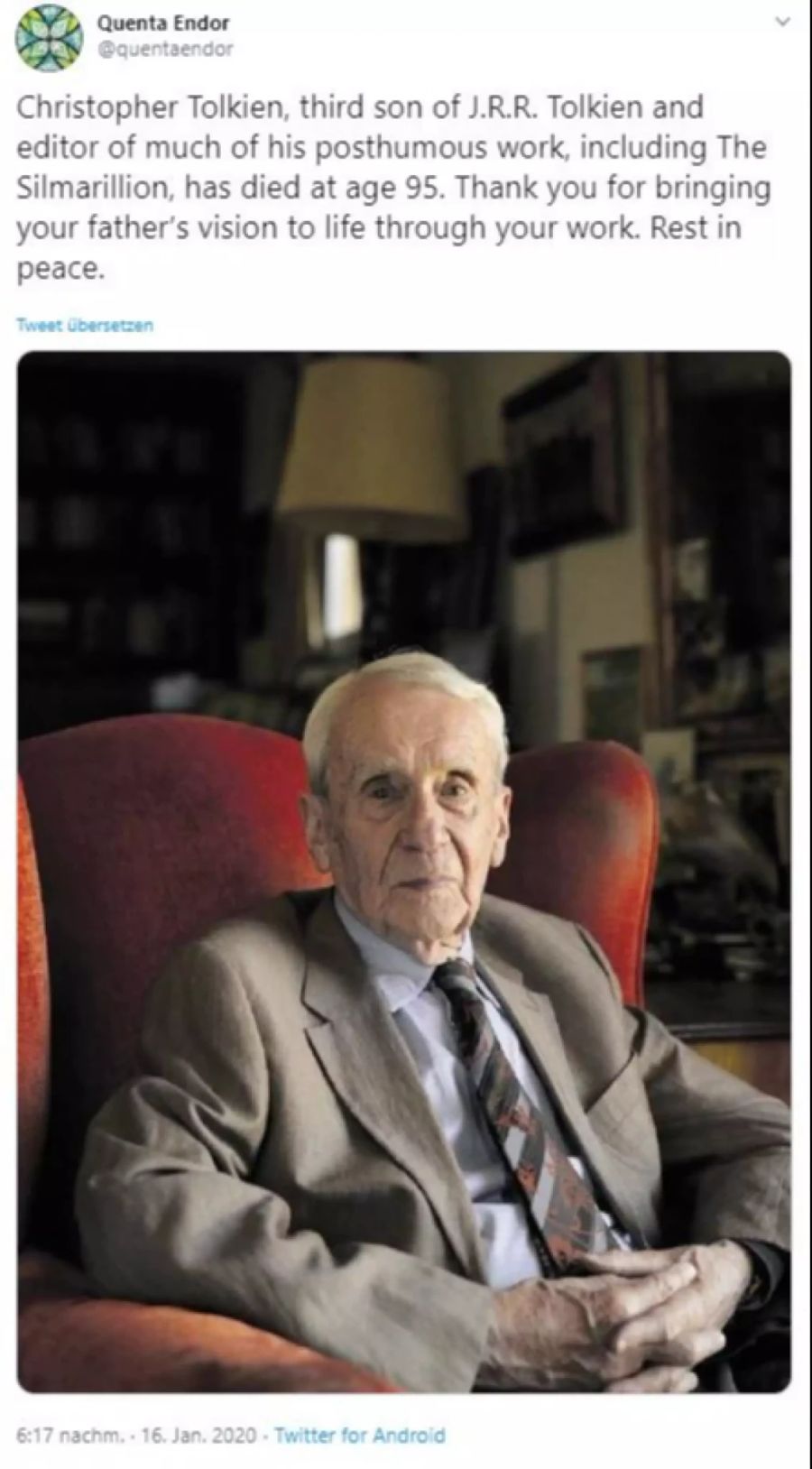 christopher tolkien tweet