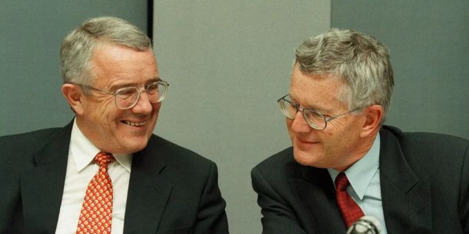 Die beiden alt Bundesräte Arnold Koller (l) und Kaspar Villiger. (Archivbild) arnold koller villiger