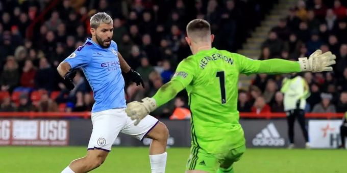 Rettete Man City den Sieg in Sheffield: Torschütze Sergio Agüero. Foto: Mike Egerton/PA Wire/dpa