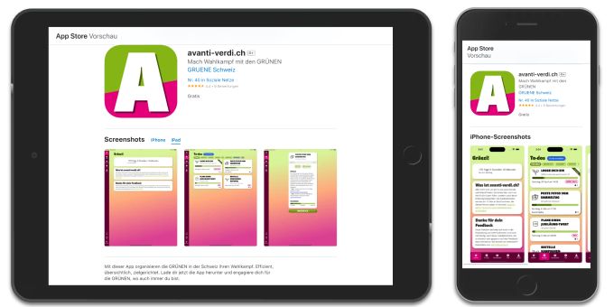 Für iPhone und iPad, aber nicht für Android: Die teure Wahlkampf-App der Grünen. aVANTI VERDI Wahlkampf-App Grüne