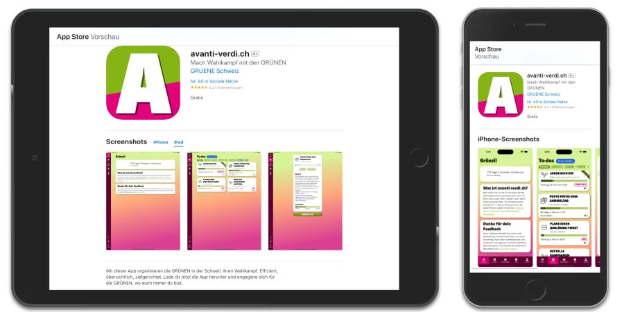 aVANTI VERDI Wahlkampf-App Grüne