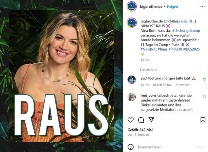 Nina Bott ist erleichtert über ihr Dschungel-Aus. nina bott