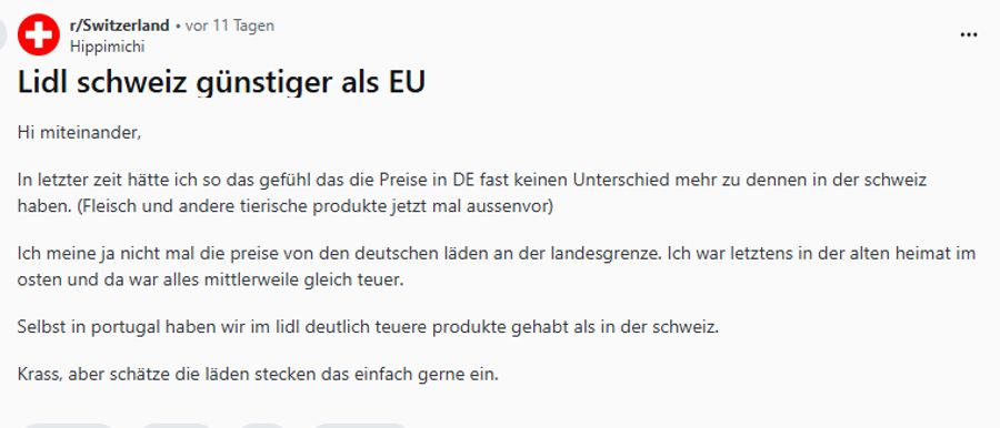 Der Einkaufstourismus lohnt sich immer weniger, bemerken Reddit-User.