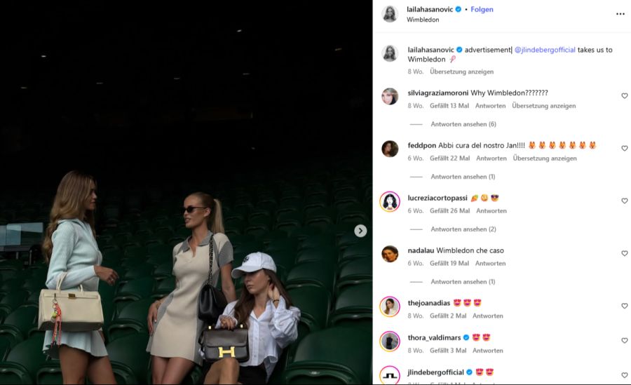 Im Sommer posierte das dänische Model in Wimbledon – Jannik Sinner gewann das Turnier daraufhin.