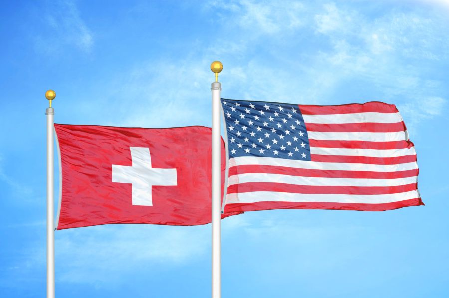 Flagge Schweiz USA Himmel