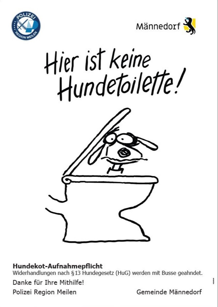 Andere Gemeinden an der Goldküste setzen auf Plakate mit einem Comic-Hund.