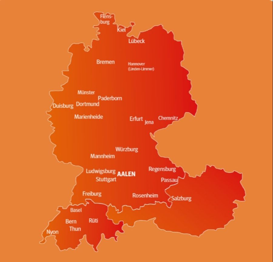 Die App zeigt WCs in der Schweiz, Österreich und Deutschland an.