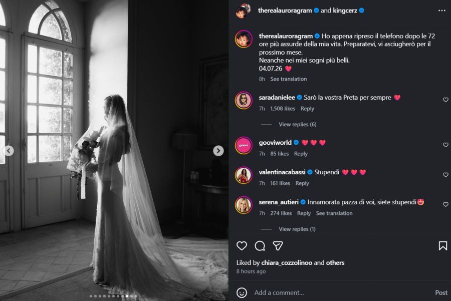 Ein stilles Moment vor der grossen Zeremonie: Aurora Ramazzotti kurz vor dem Ja-Wort.