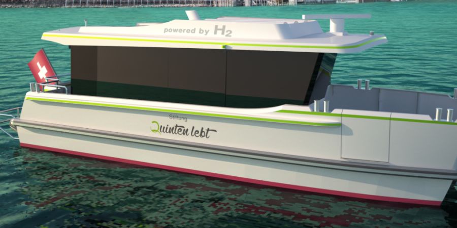 Mit Wasserstoffantrieb sollen Passagiere künftig über den Walensee schippern können. (Visualisierung)
