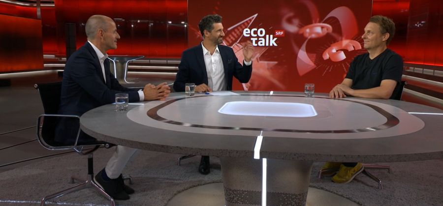 David Amrein (r.), Mitinhaber der «Gelateria di Berna», war im Eco-Talk von SRF zu Gast.