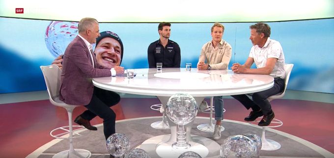 Neben Marco Odermatt sitzen schliesslich auch Marco Kohler und Pirmin Zurbriggen am Tisch. Marco Odermatt