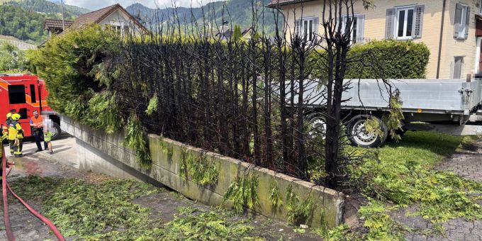 In Wattwil kam es zu einem Heckenbrand. Heckenbrand in Wattwil